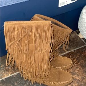 Brown Fringe Boots